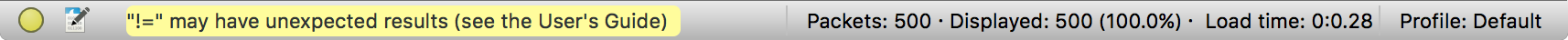 The Statusbar with a display filter message