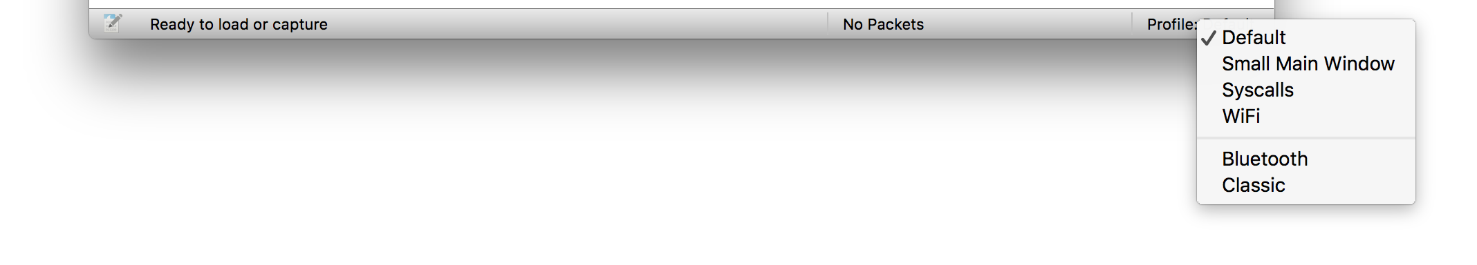 The Statusbar with a configuration profile menu