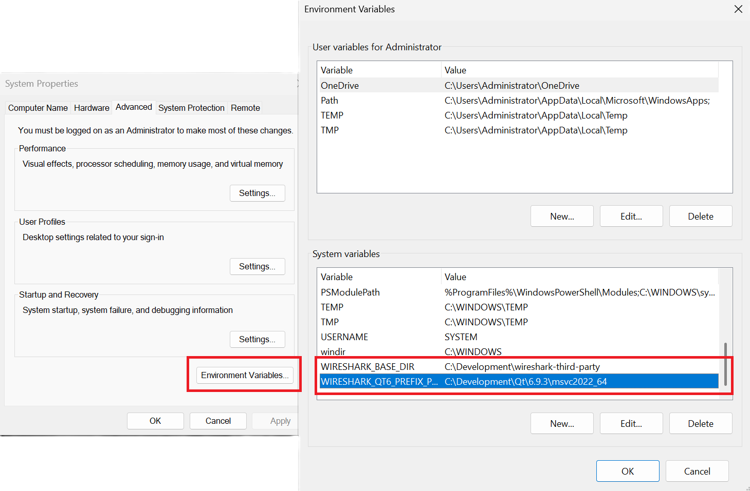 win setup env