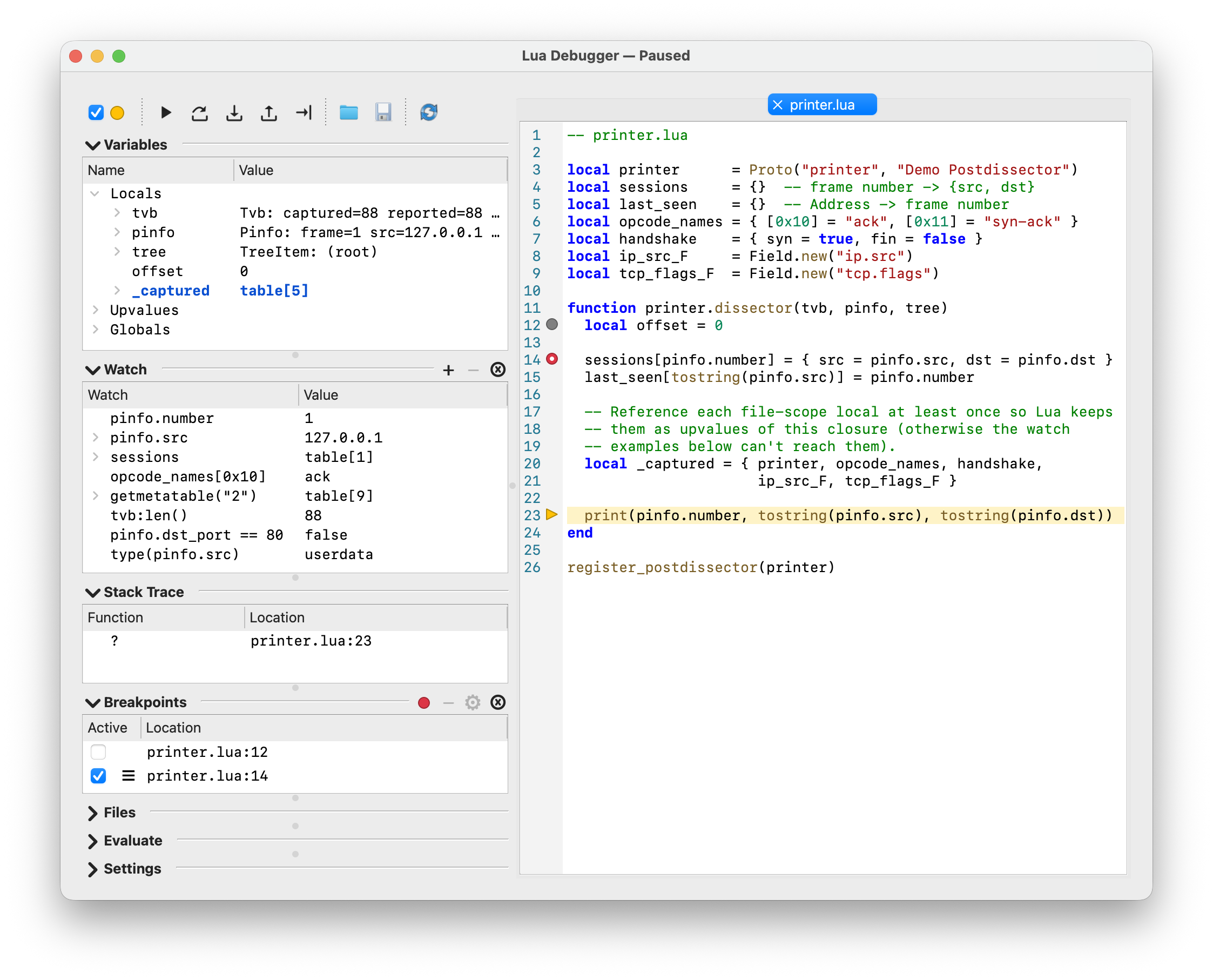 wslua debugger