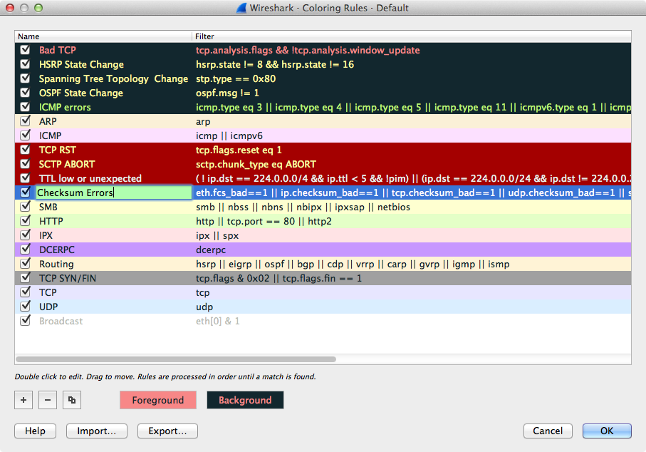 ws coloring rules dialog